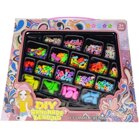 Korálky navlékací s přívěsky a gumičkami kreativní set výroba dětské bižuterie
