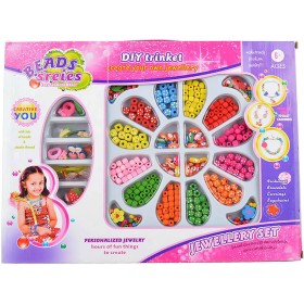 DŘEVO Korálky navlékací s přívěsky a gumičkami výroba dětské bižuterie