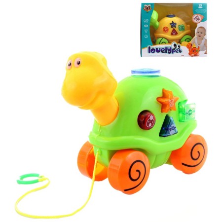 Želva baby tahací zvířátko na baterie pro miminko 2 barvy Světlo Zvuk
