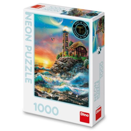 DINO Puzzle 1000 dílků Maják 47x66cm svítí ve tmě neon skládačka