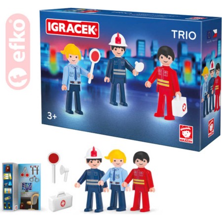 EFKO IGRÁČEK TRIO Zachraňujeme set 3 figurky s doplňky v krabičce STAVEBNICE