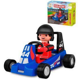EFKO IGRÁČEK Závodník povolání set figurka kloubová + modrá motokára