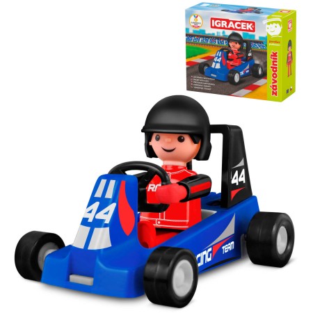 EFKO IGRÁČEK Závodník povolání set figurka kloubová + modrá motokára