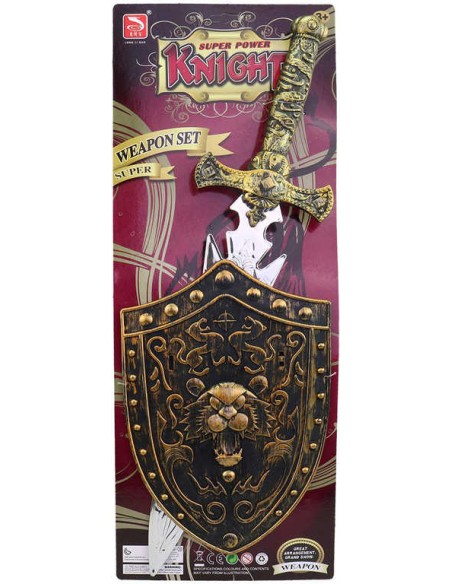 Souprava rytířská dětský meč 58cm + štít zdobený plast na kartě