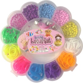 Navlékací korálky + gumičky kreativní set výroba dětské bižuterie květina