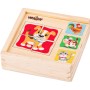 WOODY DŘEVO Baby minipuzzle Domácí zvířátka 4x4 dílky v krabičce 4v1