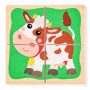 WOODY DŘEVO Baby minipuzzle Domácí zvířátka 4x4 dílky v krabičce 4v1