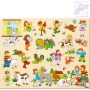 WOODY DŘEVO Baby puzzle vkládací velké set 21 dílků s úchyty na podložce