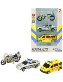 Záchranné složky set 2 auta s motocyklem CZ design na baterie Světlo Zvuk kov