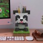 Stojánek dětský na tužky a drobnosti Minecraft Panda s držákem na telefon