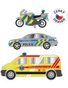 Záchranné složky set 2 auta s motocyklem CZ design na baterie Světlo Zvuk kov