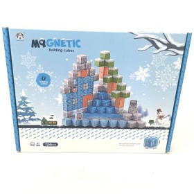 Stavebnice Magnetic 124 dílků magnetické kostky Zima v krabici