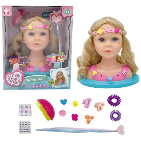 Hlava česací kadeřnický set s vlasovými doplňky na baterie Světlo