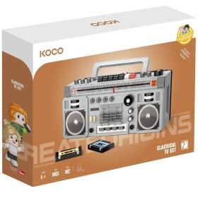 KOCO Stavebnice mini Kazetový přehrávač 1982 dílků + 2 figurky plast