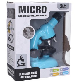 Mikroskop dětský modrý s držákem na mobil Zvětšení 100x/400x/1200x