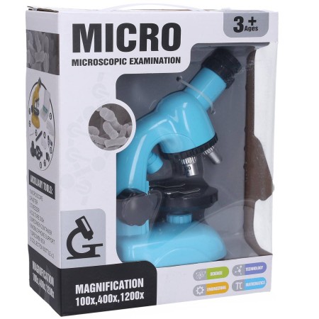 Mikroskop dětský modrý s držákem na mobil Zvětšení 100x/400x/1200x