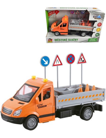 Auto pracovní set s dopravními značkami na setrvačník na baterie Světlo Zvuk