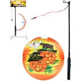 Lampion Halloween koule veselé dýně papírový set s hůlkou na baterie Světlo