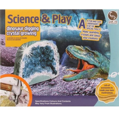Výroba krystalů a tesání dinosaurů set Laboratorní sada krystaly s dinosaury 2v1