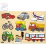WOODY DŘEVO Baby puzzle vkládací Dopravní prostředky na desce 9 dílků