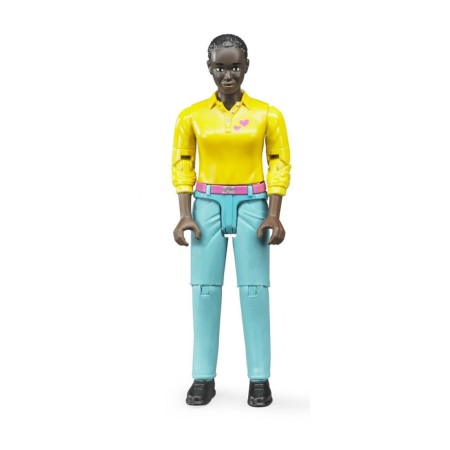 BRUDER 60404 Figurka žena černoška žlutá košile modré kalhoty