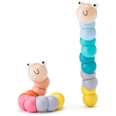 WOODY DŘEVO Motorický červík baby kloubový pro miminko 2 barvy