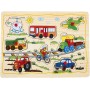 WOODY DŘEVO Baby puzzle vkládací na desce s úchyty 8 dílků různé druhy