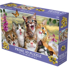 PUZZLE 3D Smějící se kočky 31x23cm 100 dílků skládačka v krabici