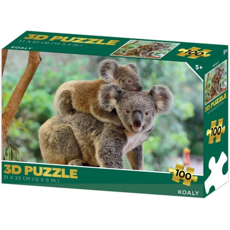 PUZZLE 3D Koaly 31x23cm 100 dílků skládačka v krabici