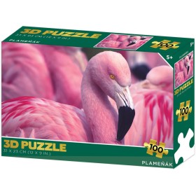 PUZZLE 3D Plameňák 31x23cm 100 dílků skládačka v krabici