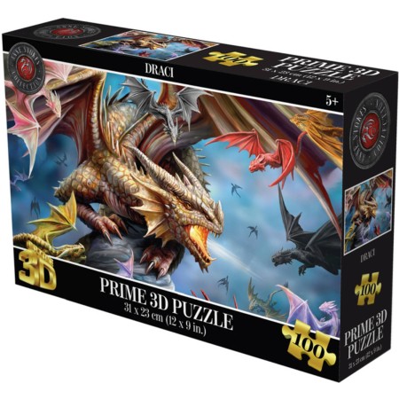 PUZZLE 3D Draci 31x23cm 100 dílků skládačka v krabici
