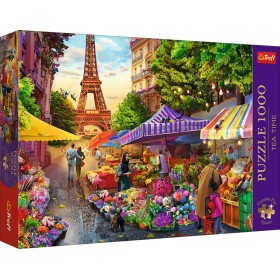 TREFL PUZZLE PREMIUM Čas na čaj Květinový trh Paříž 69x48cm 1000 dílků