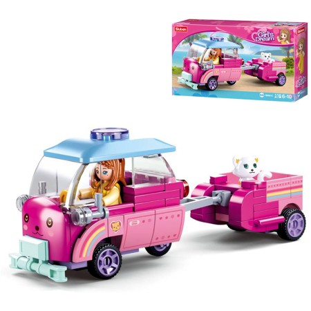 SLUBAN Girls Dream Kočičí vůz 116 dílků + 1 figurka STAVEBNICE