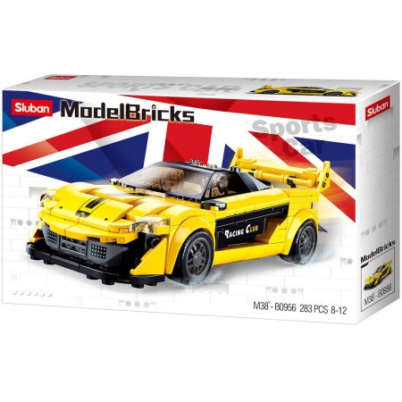 SLUBAN Model Bricks Auto žlutý anglický sporťák 283 dílků + 2 figurky STAVEBNICE