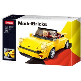 SLUBAN Model Bricks Auto žlutý německý sporťák 290 dílků + 2 figurky STAVEBNICE