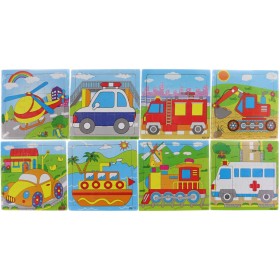 DŘEVO Puzzle na desce Dopravní prostředky 9 dílků 8 druhů