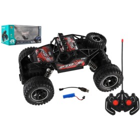 RC Auto off-road červený na vysílačku 27MHz kouřící na baterie Světlo