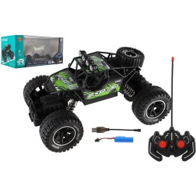 RC Auto off-road zelený na vysílačku 27MHz kouřící na baterie Světlo