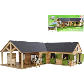 KIDS GLOBE Stáje pro koně 1:24 se 3 boxy DŘEVĚNÁ STAVEBNICE