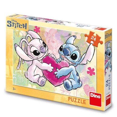 DINO Puzzle 24 dílků Stitch Love Story 26x18cm skládačka v krabici