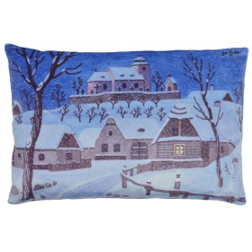 MORAVSKÁ ÚSTŘEDNA Polštář Josef Lada Tichá noc 45x30cm mikrovelur