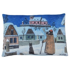 MORAVSKÁ ÚSTŘEDNA Polštář Josef Lada Půlnoc 45x30cm mikrovelur