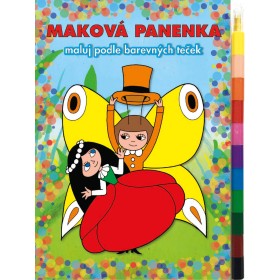 AKIM Maluj podle barevných teček Maková panenka omalovánky s voskovkami