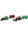 Traktor zemědělský 9cm set s vlečkou a nástrojem 4 druhy v krabici plast