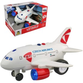 Letadlo ČSA Czech Airlines s hlášením na setrvačník na baterie CZ Světlo Zvuk