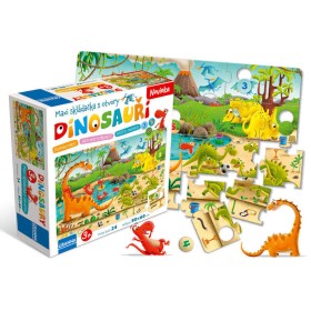 GRANNA Dinosauři vzdělávací puzzle 24 dílků 90x60cm XL skládačka s otvory