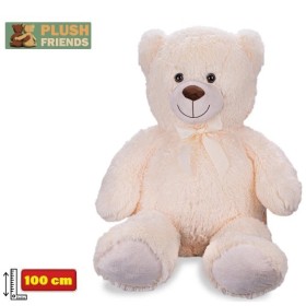 PLYŠ Medvěd 100cm krémový velký s mašlí *PLYŠOVÉ HRAČKY*