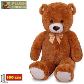 PLYŠ Medvěd 100cm hnědý velký s mašlí *PLYŠOVÉ HRAČKY*