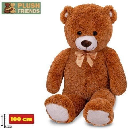 PLYŠ Medvěd 100cm hnědý velký s mašlí *PLYŠOVÉ HRAČKY*