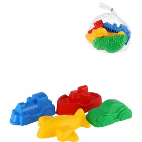 Bábovky na písek dopravní prostředky barevné formičky set 4ks